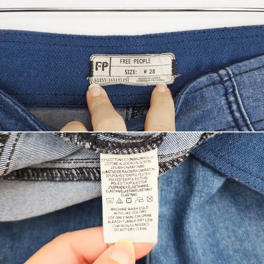 Free People Mid Rise Pull On Flared Bell Bottom Jeans 28x33.5 Retro 70s